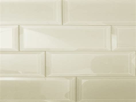 Frosted Elegance 3 In X 12 In Beveled Glass Subway Tile In Glossy Creme 1 Piece Contemporary