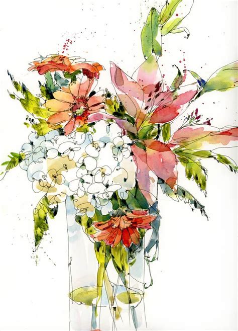 √ Watercolour Flowers With Pen Popular Century