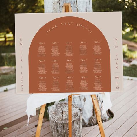 Juniper Arched Boho Wedding Seating Chart Template Terracotta Etsy