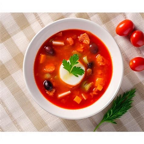 Un Plato De Sopa Con Una Hoja Encima Foto Premium