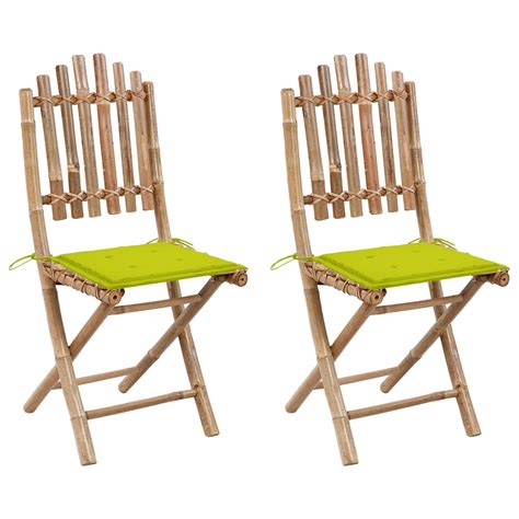 Buy Folding Garden Chairs 2 Pcs With Bamboo Cushions At Affordable