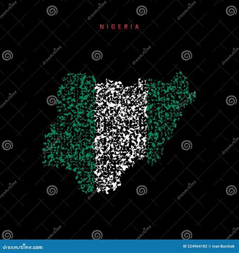 Nigeria Flag Map, Chaotic Particles Pattern in the Nigerian Flag Colors ...