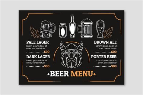 Premium Vector Hand Drawn Beer Bar Menu Design