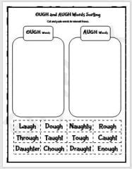 Ough and Augh Spelling Words Worksheet - EnglishBix