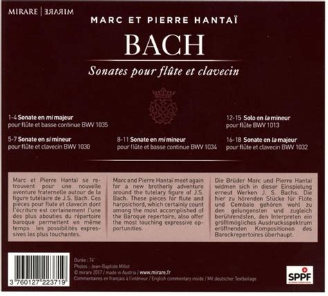 Bach Sonates Pour Flûte Et Clavecin Marc Hantai CD album Muziek