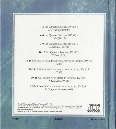 LIVRE CD CLASSIQUE VIVALDI LA SPLENDEUR DE VENISE 3160 EBay