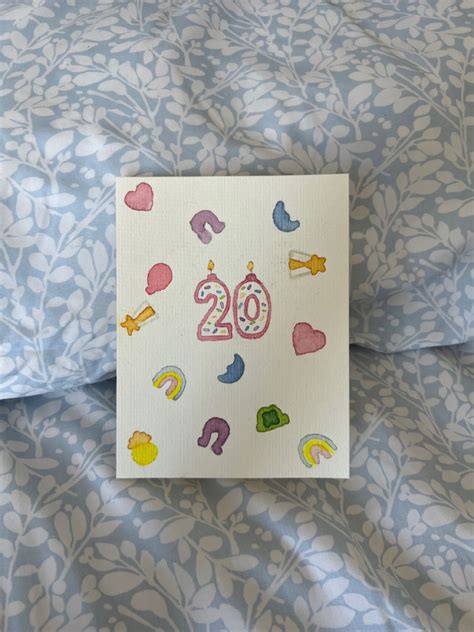 Watercolor Card Lucky Charms 20th Birthday Card Birthday Card