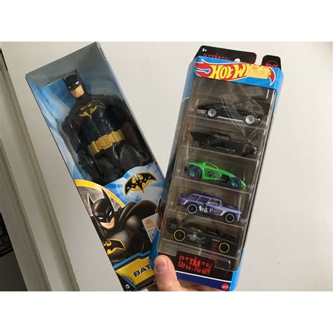 Boneco Grande Do Batman 25 Cms E Hot Wheels Carrinhos Batman Homem Morcego Pinguim Charada
