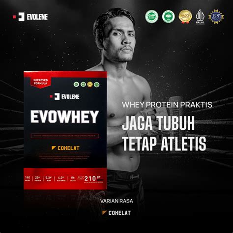 Jual Evowhey Evolene Whey Protein Cokelat Sachet Suplemen Fitness