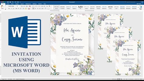 Dusty Blue Floral How To Make Wedding Invitation In Microsoft Word