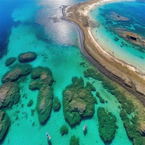 Premium Photo | Aerial view of the coral reef and lagoon