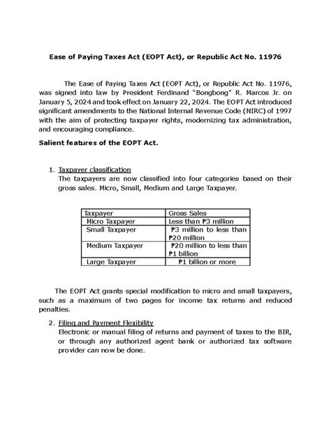 Ease Of Paying Tax The Ease Of Paying Taxes Act Eopt Act Or