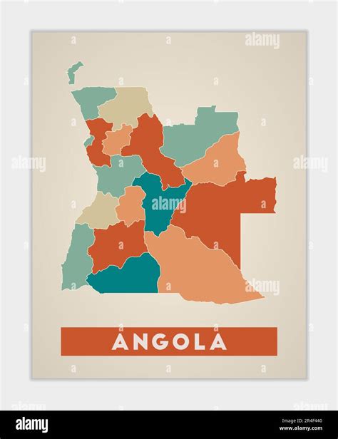 Cartel De Angola Mapa Del Pa S Con Regiones Coloridas Forma De Angola