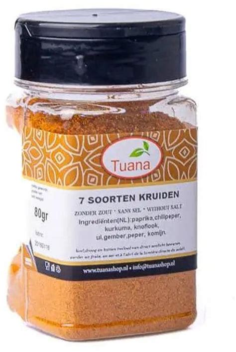 Tuana Kruiden 7 Soorten Kruiden Strooibus 500 Gram Kruiden Zonder