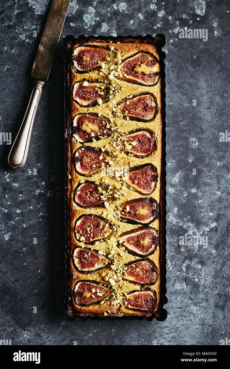 Fig And Pistachio Nut Frangipane Tart Stock Photo Alamy