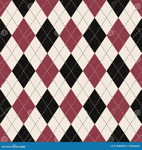 Argyle Pattern Seamless Design In Black Red Pink Off White