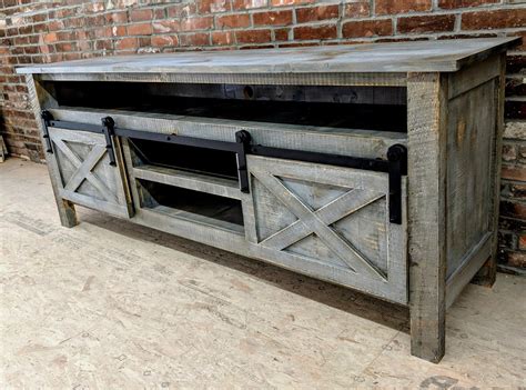 Rustic Industrial Barn Board Reclaimed Wood Media Stand Tv Etsy