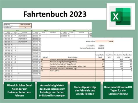 Fahrtenbuch Excel Vorlage Etsy De