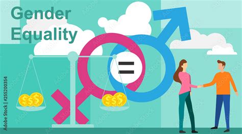 Gender Equality Vector Illustration Flat Tiny Persons With Sex Symbol Concept Gender Equality