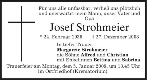 Traueranzeigen Von Josef Strohmeier Trauer Merkur De