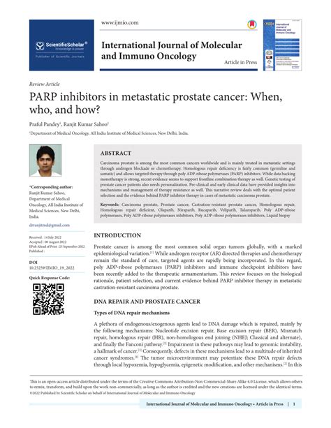 Pdf Parp Inhibitors In Metastatic Prostate Cancer When Who And How