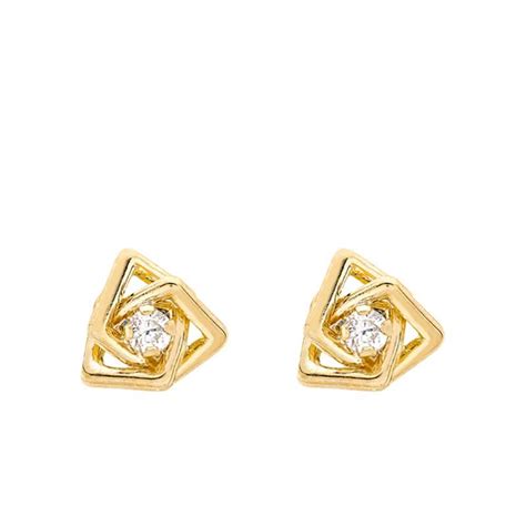 Boucles Doreilles Or Jaune Zircones Emanessence Ocarat