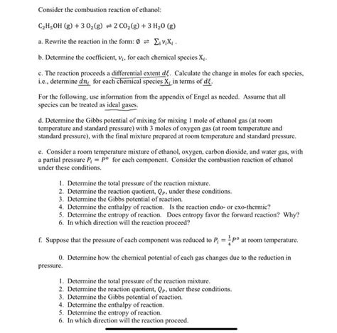 Consider the combustion reaction of ethanol: | Chegg.com