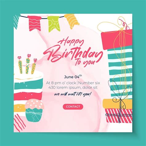 Premium Vector Cute Happy Birthday Card With Cake And Candles Vector