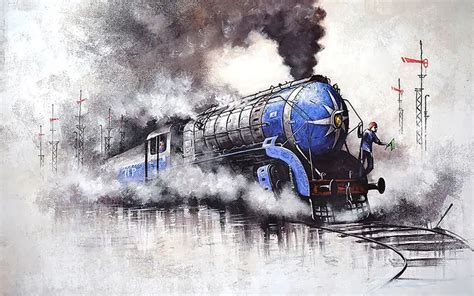 Nostalgic paintings of steam trains