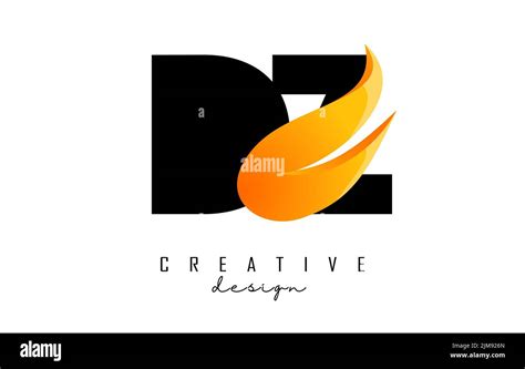 Vector Illustration Of Abstract Letters Dz D Z With Fire Flames And Orange Swoosh Design