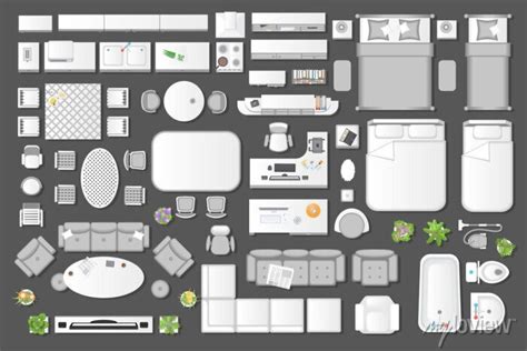 Floor Plan D Furniture Top View Psd D Model Render Off