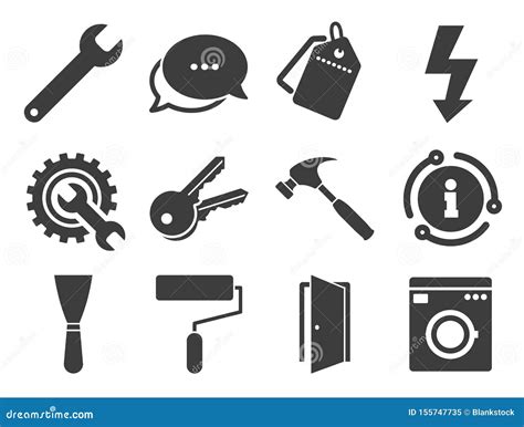 Reparaci N Iconos De La Construcci N Electricidad Llaves Vector