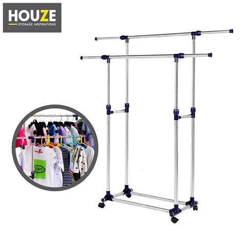 Telescopic Double Pole Stainless Steel Clothes Hanger Shopee Singapore