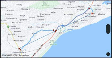 What is the drive distance from Esikhawini South Africa to Gingindlovu ...