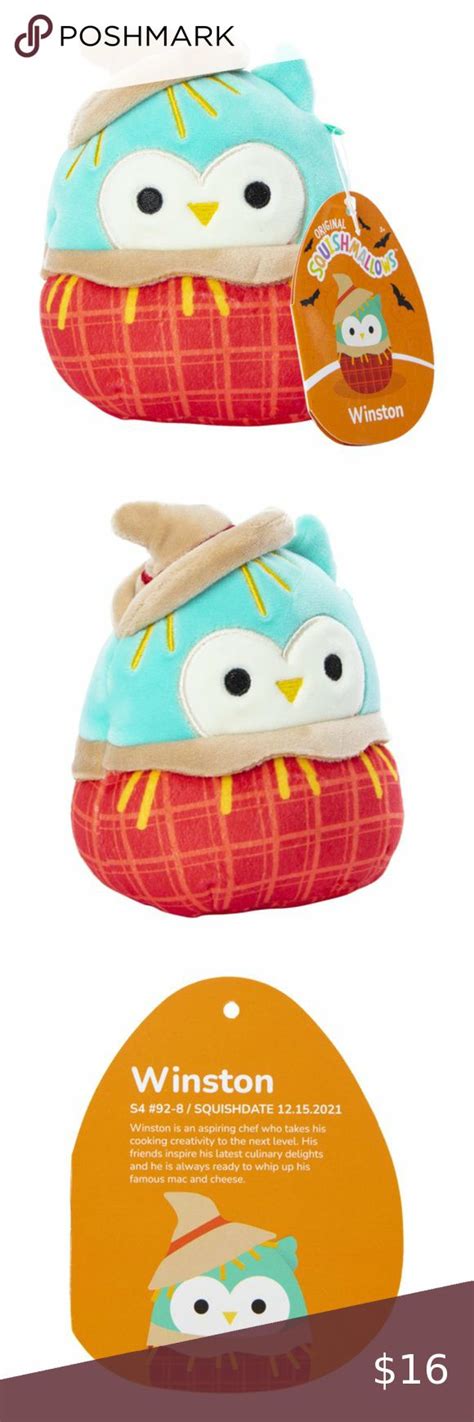 NWT Halloween Squishmallows Winston The Owl In Scarecrow Costume Plush