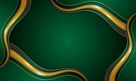 Luxury Green Background Combine With Glowing Golden Lines Overlap