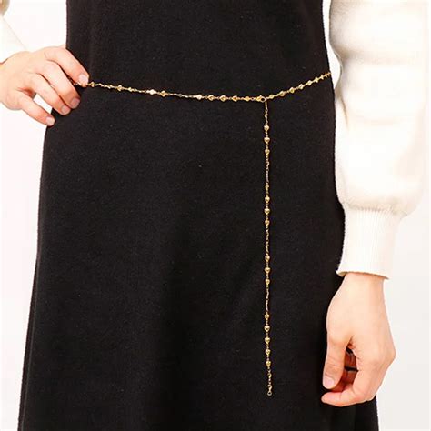 New Adjustable Gold Plated Waist Belt Skinny Dress Stainless Steel