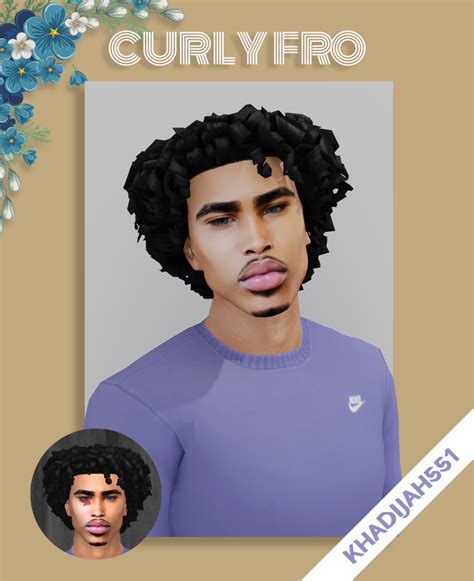 CURLY FRO Khadijah551 Sims Hair Sims 4 Hair Male Sims