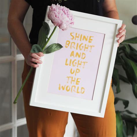 Shine Bright Typography Quote Print Sweetlove Press Personalised