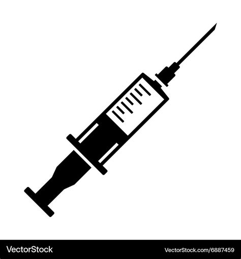 Syringe Silhouette Icon On White Background Vector Image