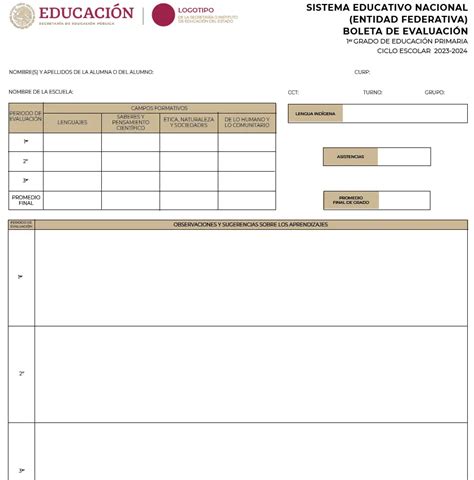 Formato De Boleta De Calificaciones En Word Material Educativo Y Material Didáctico Maestra Judith