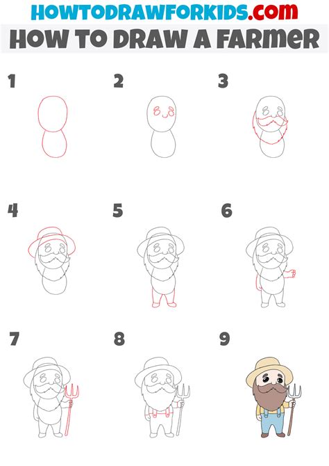 How to Draw a Farmer - Easy Drawing Tutorial For Kids