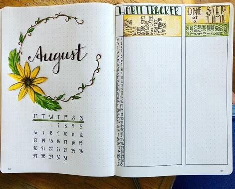 Getting A Jump On August Finished Title Page With Habit Tracker And