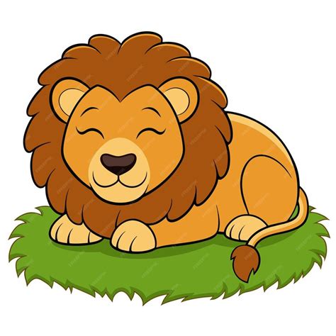 Premium Vector A Drawing Of A Lion Laying On The Grass