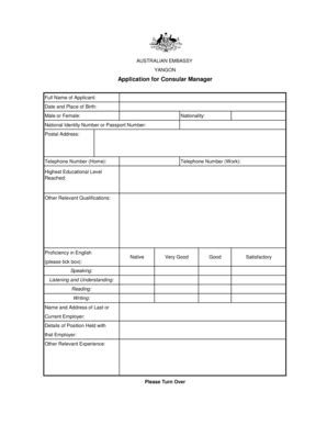 Fillable Online Application Form Consular Manager Fax Email Print