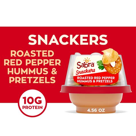 Sabra Snackers Roasted Red Pepper Hummus Dip With Pretzels