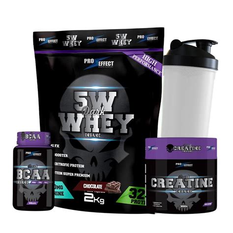 Kit Whey Protein Dark Insane Kg Creatina G Bcaa Caps