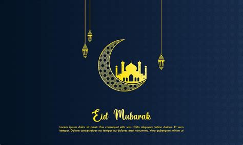 Premium Vector Happy Eid Mubarak Islamic Greeting Card Yellow Color