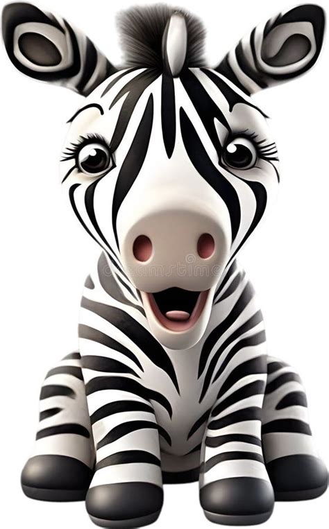 Watercolor Drawing Of A Cute Zebra In Cartoon Style Stock Image