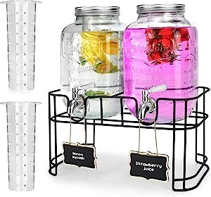 Amazon 1 Gallon Glass Drink Dispensers For Parties 2PACK Beverage